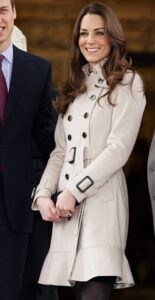 Burberry Trench Coat  Kate Middleton wore a Burberry trench coat with a flared hem during an appearance in Ireland, causing the style to sell out within 24 hours.