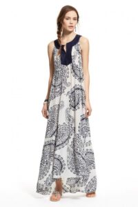 Emder Paisley Printed Silk Tiered Dress